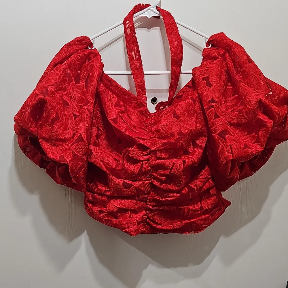 VENUS Vibrant Scarlet Lace Top NWT - Picture 6 of 7